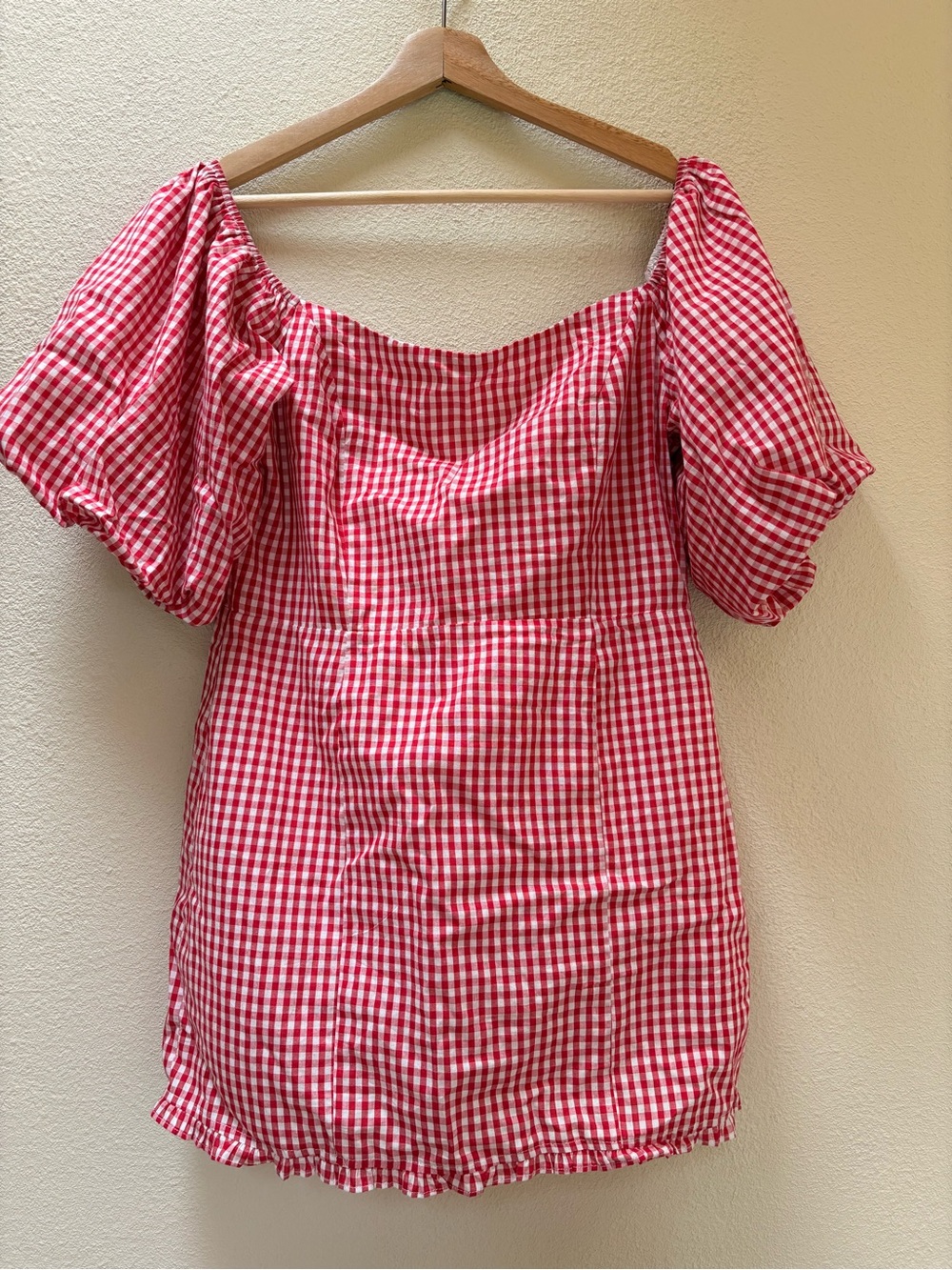 Vici Red Gingham Puff-Sleeve Tunic